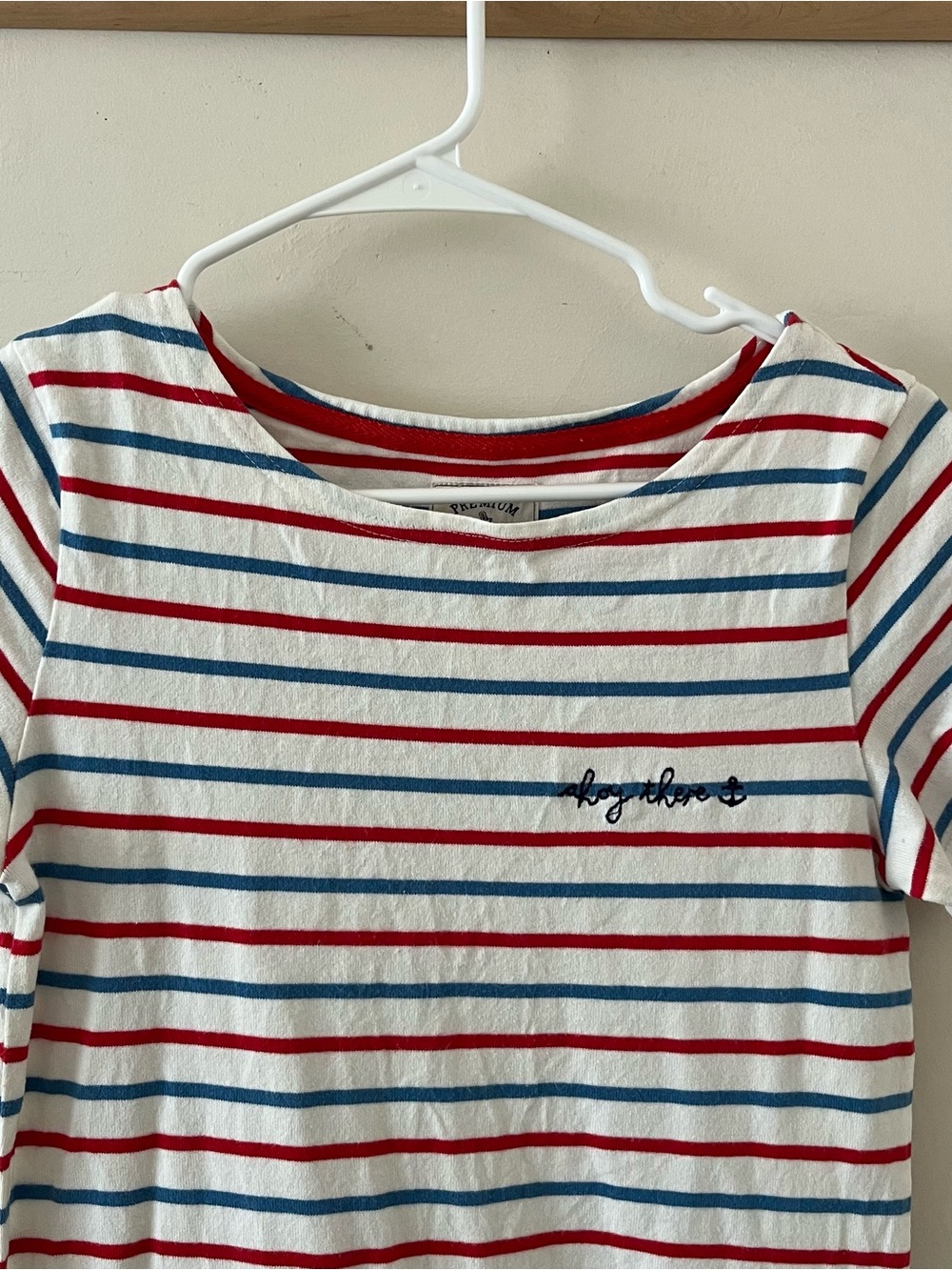 Joules | blue red white striped t shirt cotton mini dress